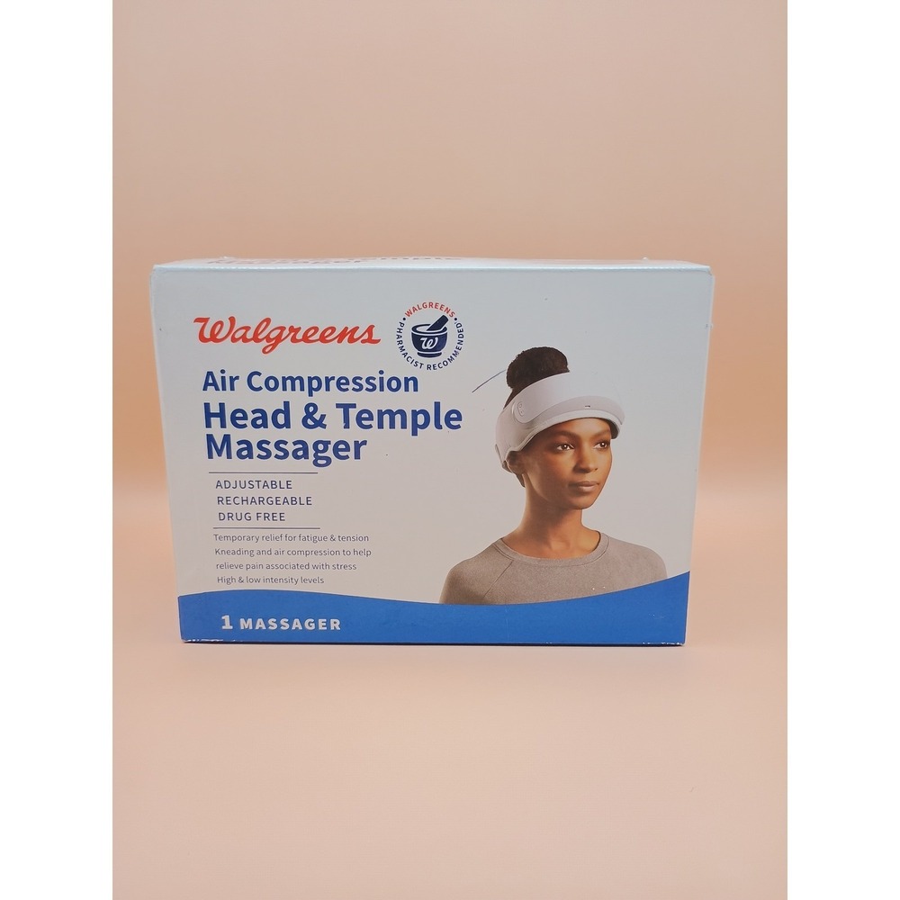 Walgreens Air Compression Head & Temple Massager Adjustable Rechargeable White